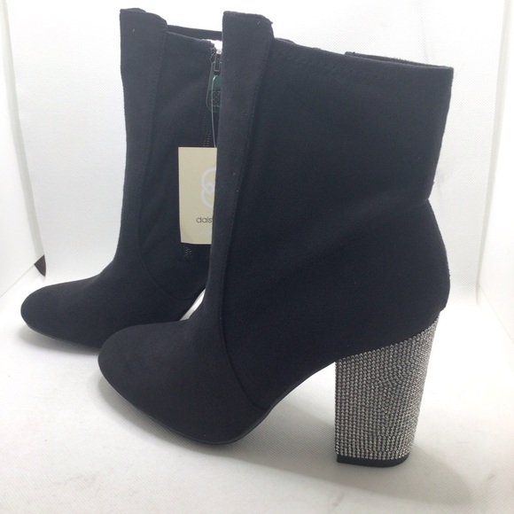 Daisy Fuentes Womens Carita Black Rhinestone High Heel Ankle Boots Size 8 - Picture 8 of 14